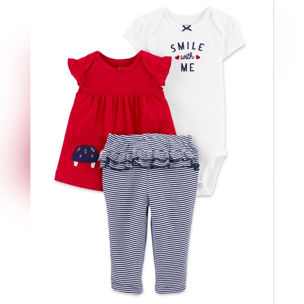 Baby Girl Top, Bodysuit & Pants, 3pc set